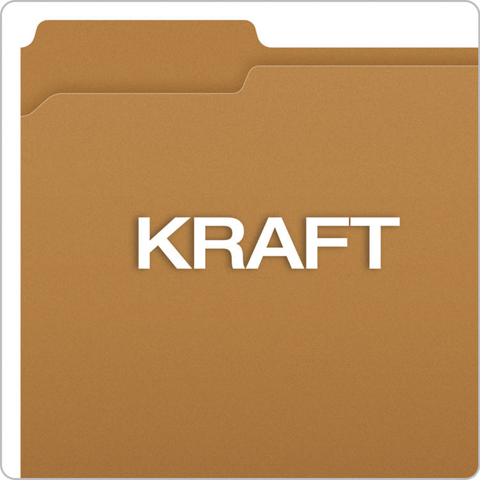 Kraft Folders with One Fastener, 1/3-Cut Tabs, Letter Size, Kraft, 50/Box