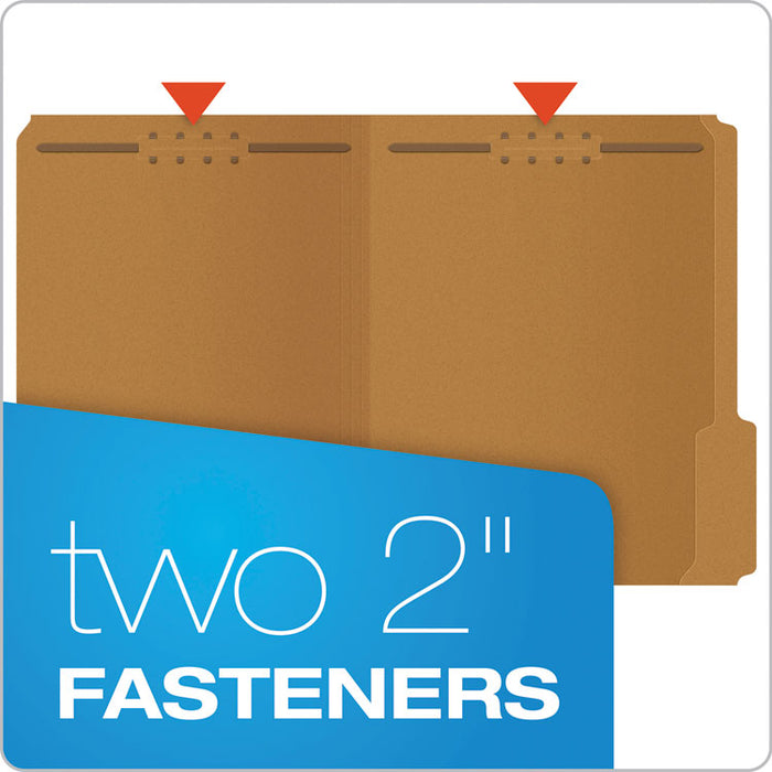 Kraft Fastener Folders, 1/3-Cut Tabs: Assorted, 2 Fasteners, Letter Size, Kraft Exterior, 50/Box