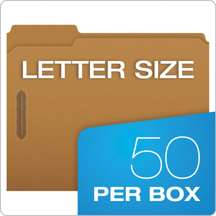 Kraft Fastener Folders, 1/3-Cut Tabs: Assorted, 2 Fasteners, Letter Size, Kraft Exterior, 50/Box