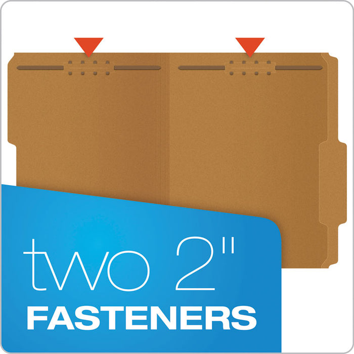 Kraft Fastener Folders, 2/5-Cut Tabs: Right of Center, 2 Fasteners, Letter Size, Kraft Exterior, 50/Box