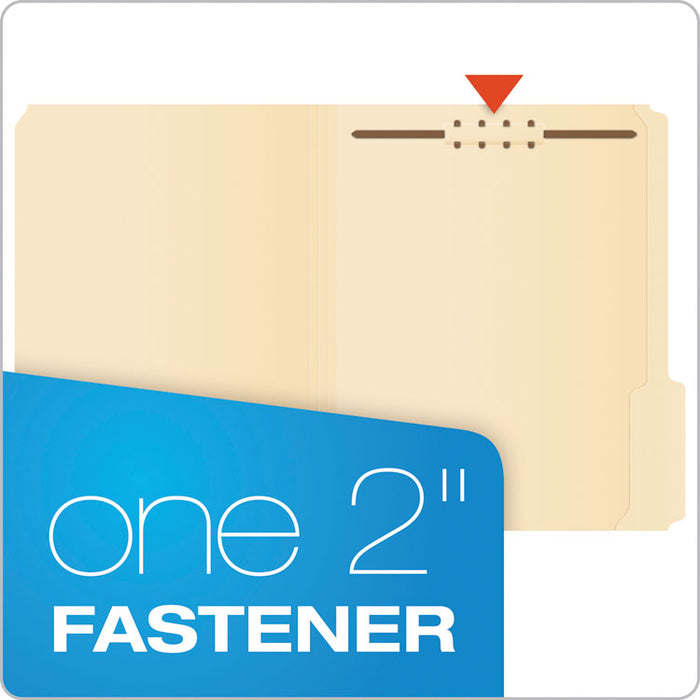 Manila Fastener Folders, 1/3-Cut Tabs: Assorted, 1 Fastener, Letter Size, Manila Exterior, 50/Box