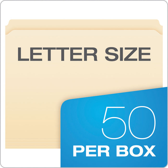 Manila Fastener Folders, Straight Tab, 1 Fastener, Letter Size, Manila Exterior, 50/Box