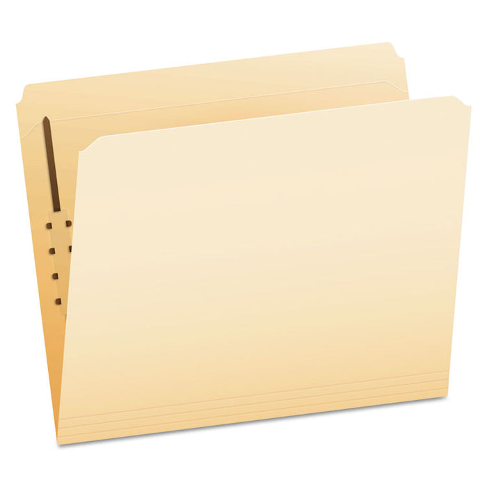 Manila Fastener Folders, Straight Tab, 1 Fastener, Letter Size, Manila Exterior, 50/Box