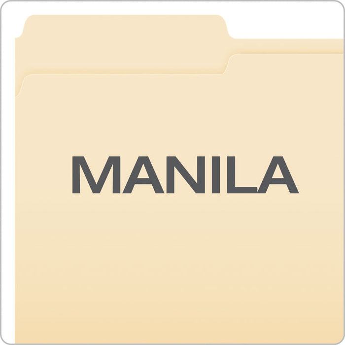 Manila Folders with One Fastener, 1/3-Cut Tabs, Legal Size, 50/Box