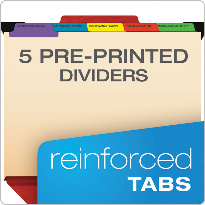 Hanging Style Personnel Folders, 1/3-Cut Tabs, Center Position, Letter Size, Red