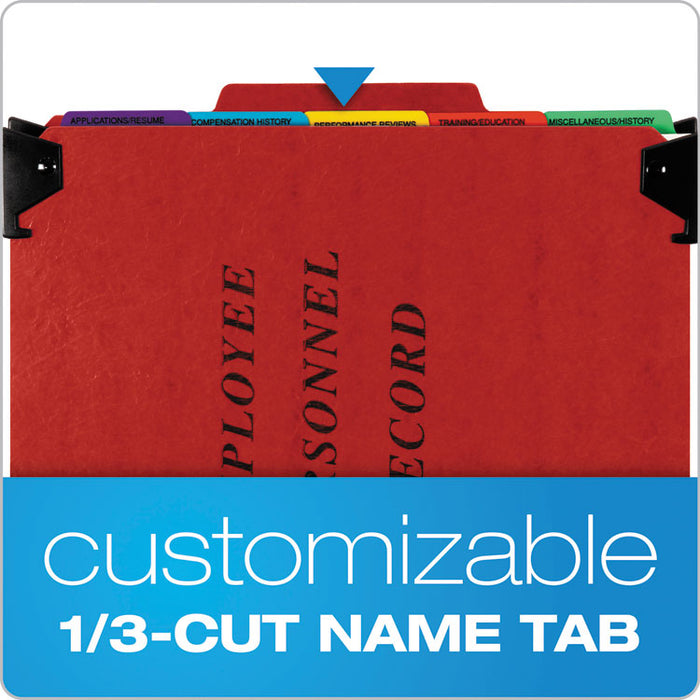 Hanging Style Personnel Folders, 1/3-Cut Tabs, Center Position, Letter Size, Red