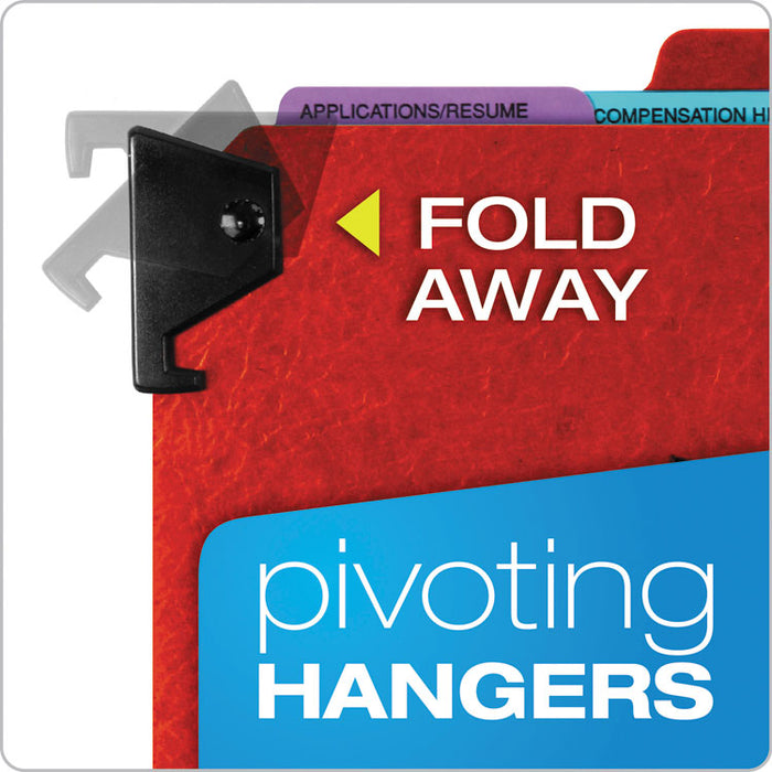 Hanging Style Personnel Folders, 1/3-Cut Tabs, Center Position, Letter Size, Red