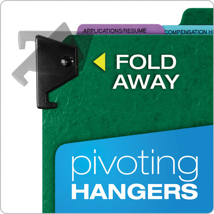 Hanging-Style Personnel Folders, 5 Dividers with 1/5-Cut Tabs, Letter Size, 1/3-Cut Exterior Tabs, Green
