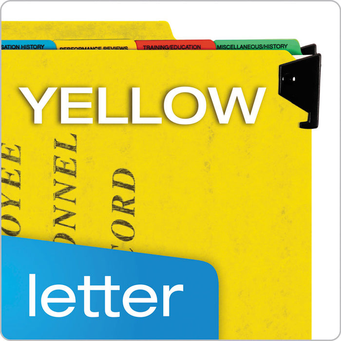 Hanging Style Personnel Folders, 1/3-Cut Tabs, Center Position, Letter Size, Yellow
