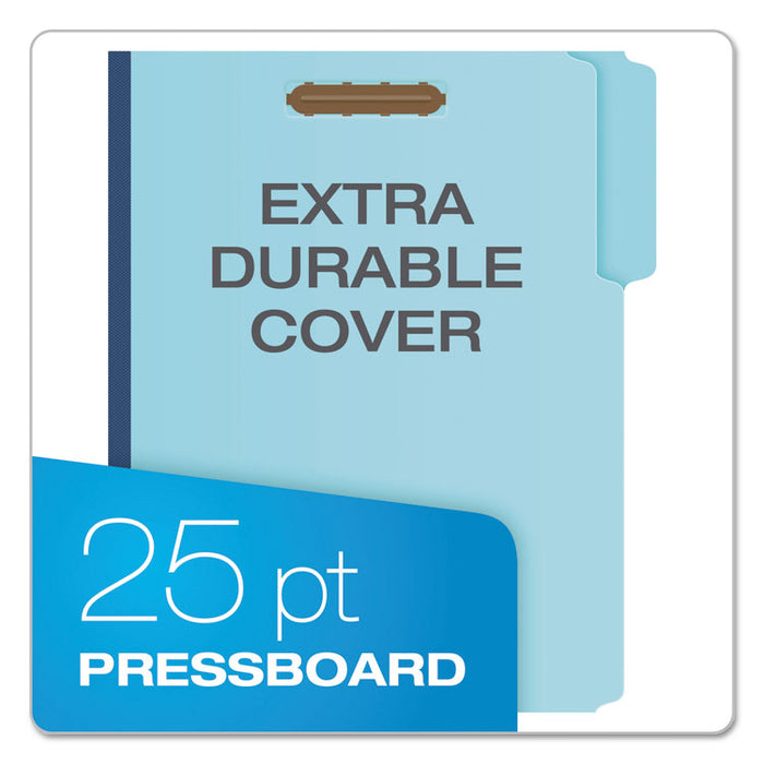 Earthwise by Heavy-Duty Pressboard Folders with Two Fasteners, 1/3-Cut Tabs, 2" Expansion, Letter Size, Light Blue, 25/Box