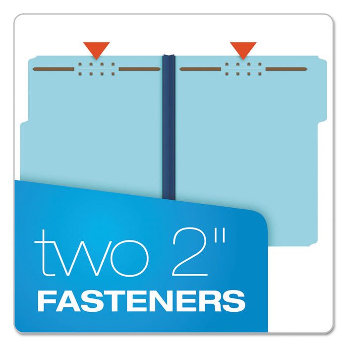 Earthwise by Heavy-Duty Pressboard Folders with Two Fasteners, 1/3-Cut Tabs, 2" Expansion, Letter Size, Light Blue, 25/Box