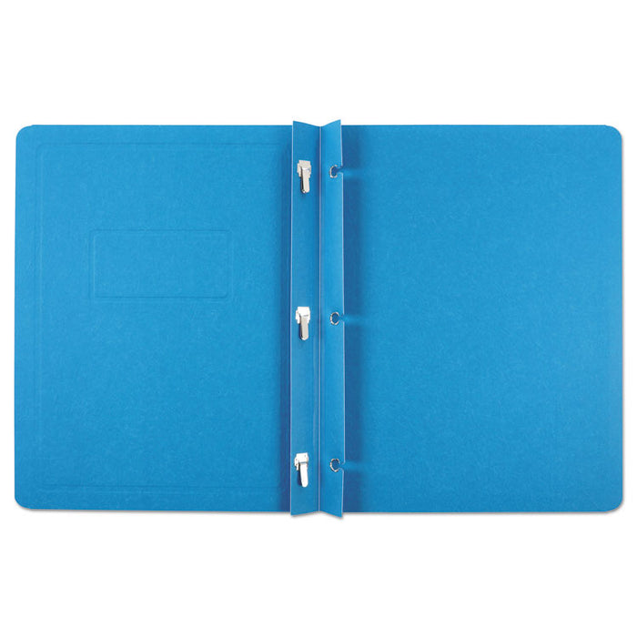 Title Panel and Border Front Report Cover, 3-Prong Fastener, Panel and Border Cover, 0.5" Cap, 8.5 x 11, Light Blue, 25/Box