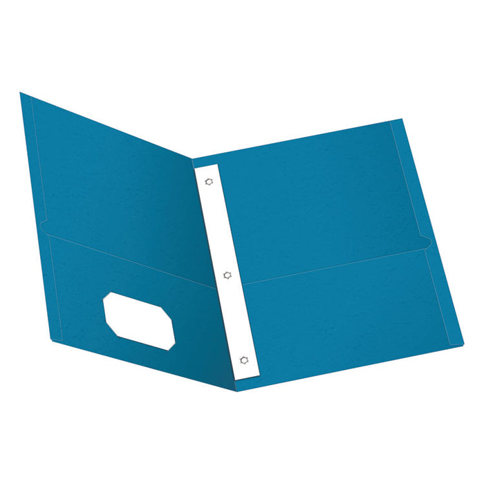 Twin-Pocket Folders with 3 Fasteners, Letter, 1/2" Capacity, Light Blue, 25/Box