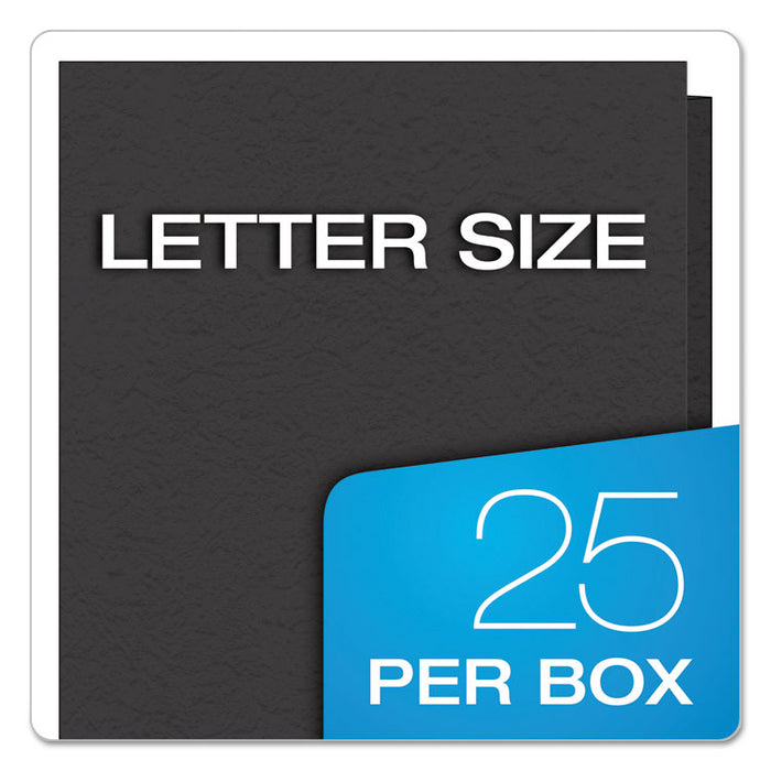 Twin-Pocket Folders with 3 Fasteners, 0.5" Capacity, 11 x 8.5, Black 25/Box