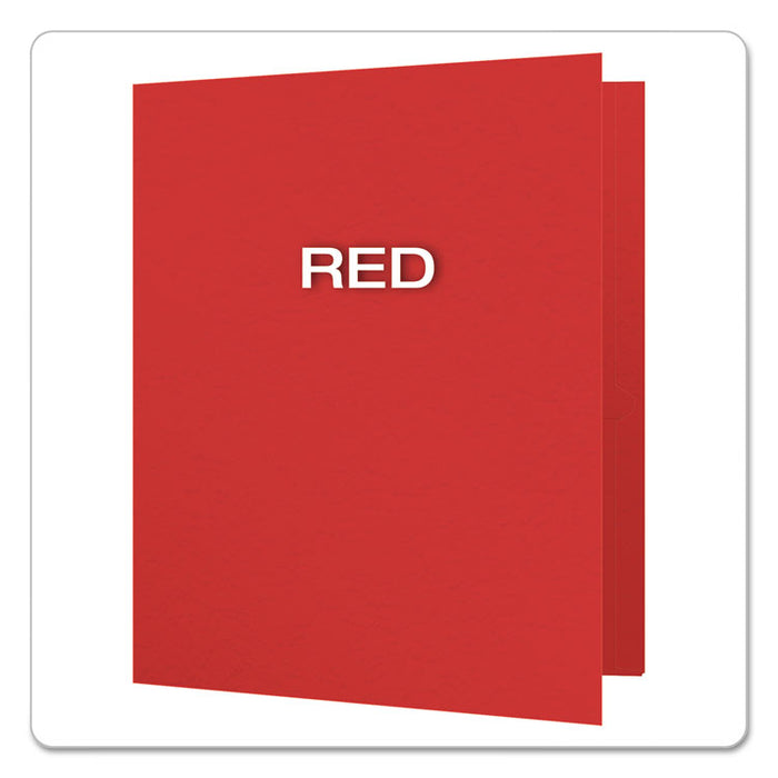 Twin-Pocket Folders with 3 Fasteners, Letter, 1/2" Capacity, Red, 25/Box