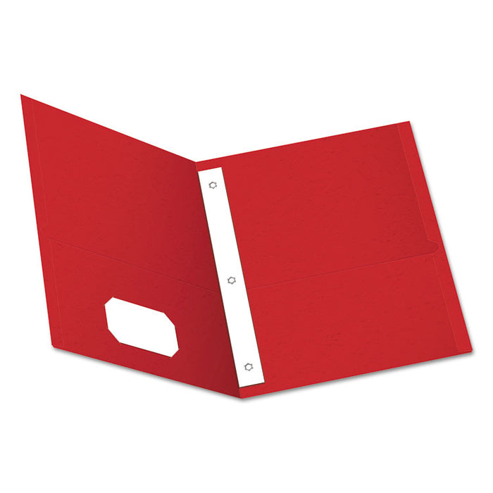 Twin-Pocket Folders with 3 Fasteners, Letter, 1/2" Capacity, Red, 25/Box