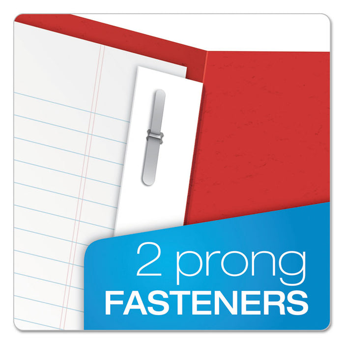 Twin-Pocket Folders with 3 Fasteners, Letter, 1/2" Capacity, Red, 25/Box