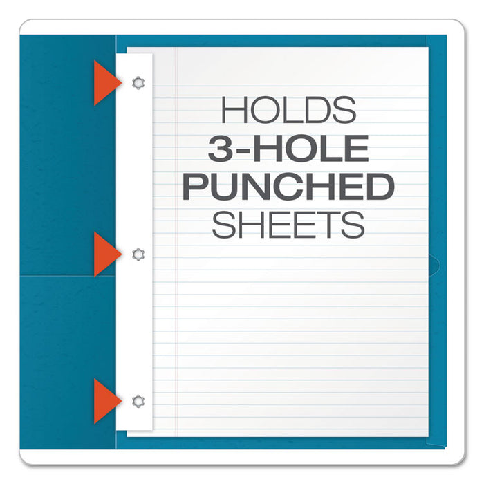 Twin-Pocket Folders with 3 Fasteners, Letter, 1/2" Capacity, Light Blue, 25/Box