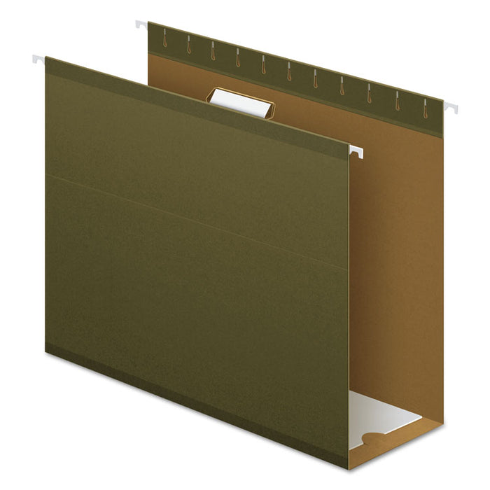 Extra Capacity Reinforced Hanging File Folders with Box Bottom, Letter Size, 1/5-Cut Tab, Standard Green, 25/Box