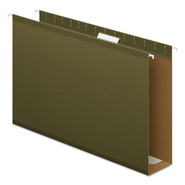 Extra Capacity Reinforced Hanging File Folders with Box Bottom, Legal Size, 1/5-Cut Tab, Standard Green, 25/Box