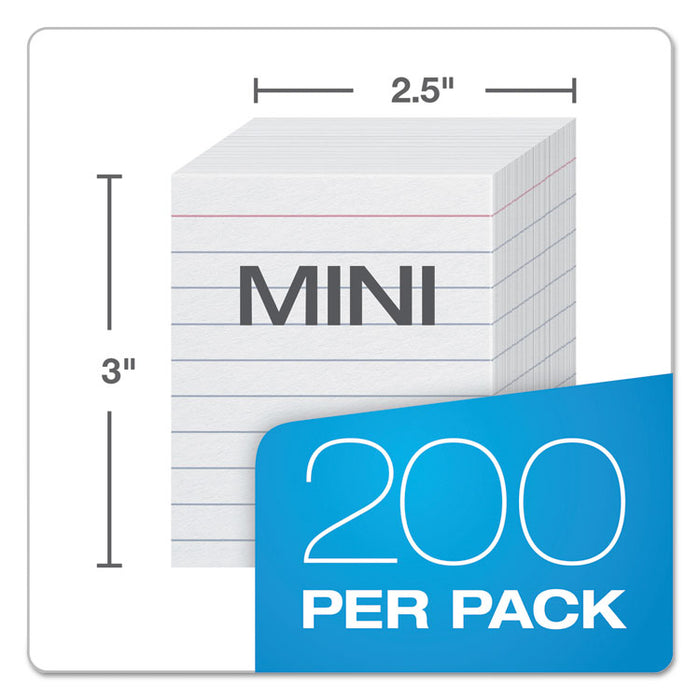 Ruled Mini Index Cards, 3 x 2 1/2, White, 200/Pack