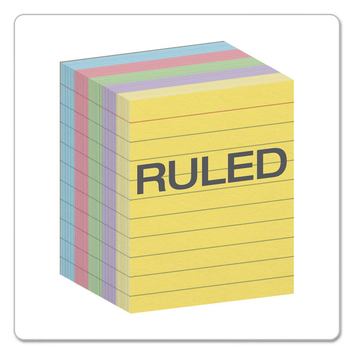 Ruled Mini Index Cards, 3 x 2 1/2, Assorted, 200/Pack