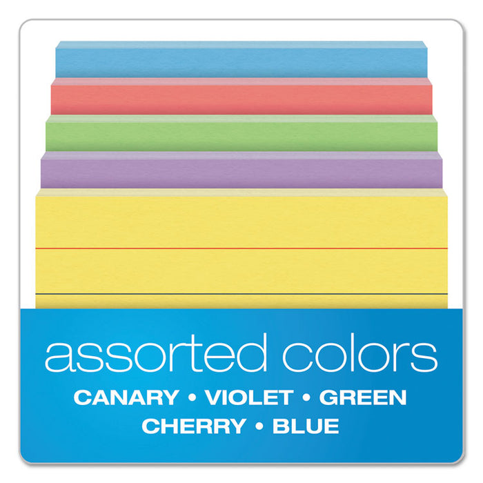 Ruled Mini Index Cards, 3 x 2 1/2, Assorted, 200/Pack