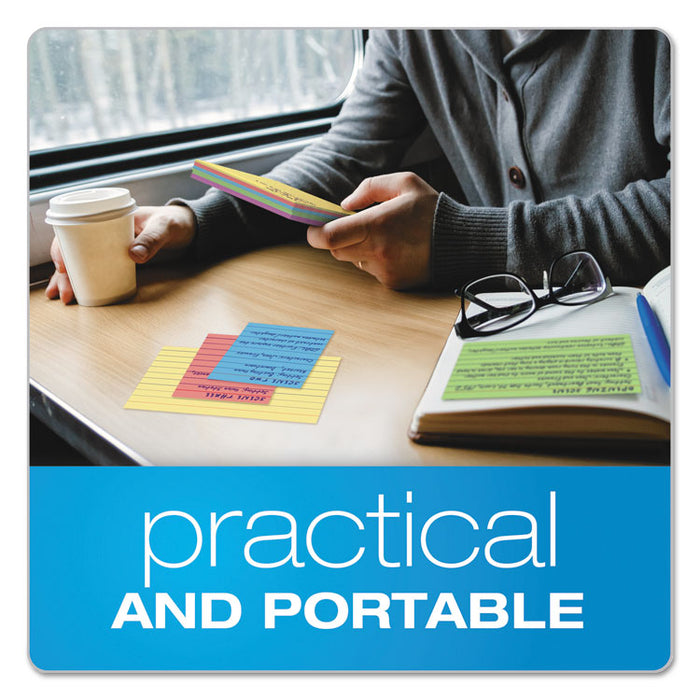 Ruled Mini Index Cards, 3 x 2 1/2, Assorted, 200/Pack