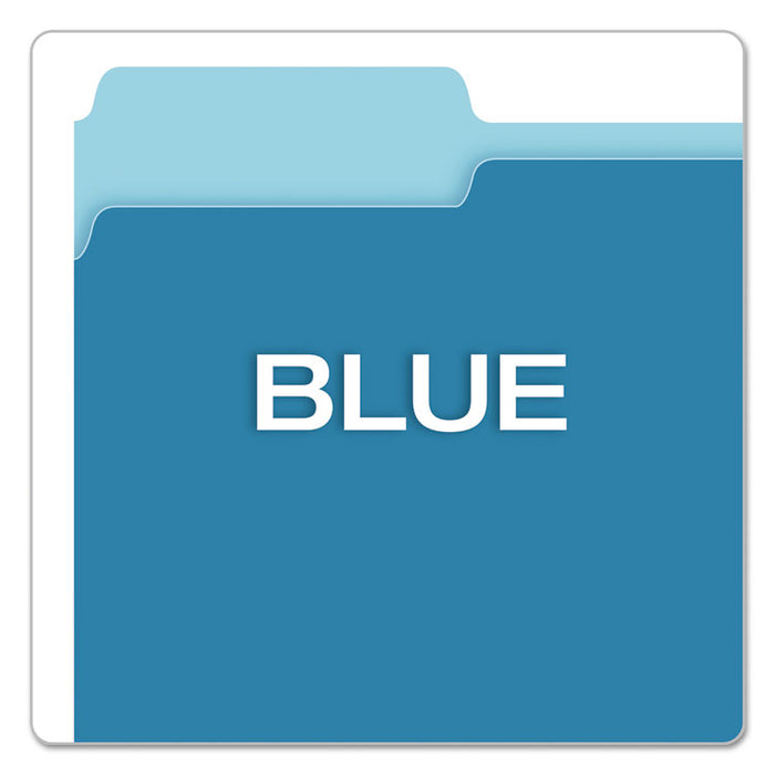Colored File Folders, 1/3-Cut Tabs: Assorted, Letter Size, Blue/Light Blue, 100/Box