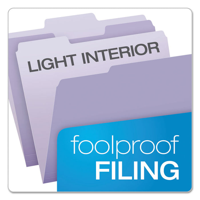 Colored File Folders, 1/3-Cut Tabs: Assorted, Letter Size, Lavender/Light Lavender, 100/Box
