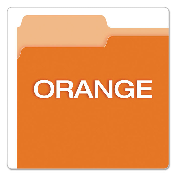 Colored File Folders, 1/3-Cut Tabs: Assorted, Letter Size, Orange/Light Orange, 100/Box