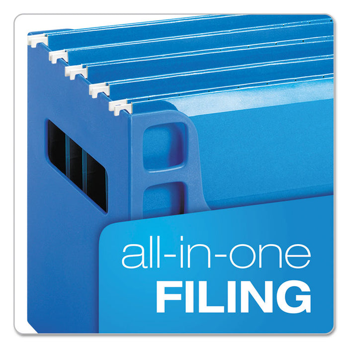 Desktop File With Hanging Folders, Letter Size, 6" Long, Blue