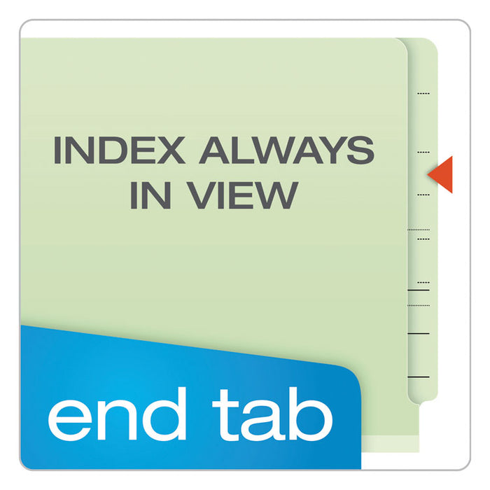 End Tab Classification Folders, 1 Divider, Letter Size, Pale Green, 10/Box