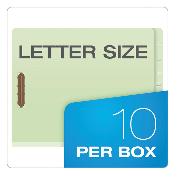 End Tab Classification Folders, 1 Divider, Letter Size, Pale Green, 10/Box