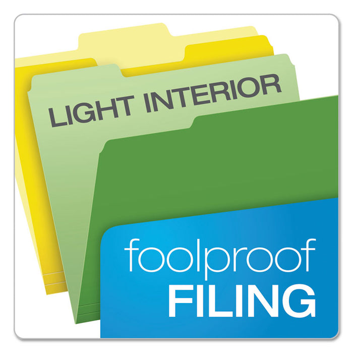 CutLess File Folders, 1/3-Cut Tabs: Assorted, Letter Size, Assorted Colors, 100/Box