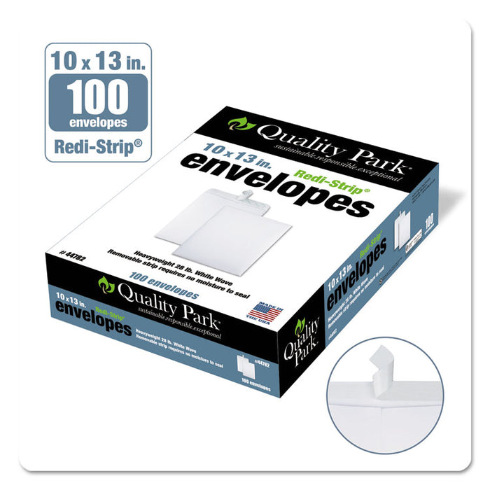 Redi-Strip Catalog Envelope, #13 1/2, Cheese Blade Flap, Redi-Strip Adhesive Closure, 10 x 13, White, 100/Box