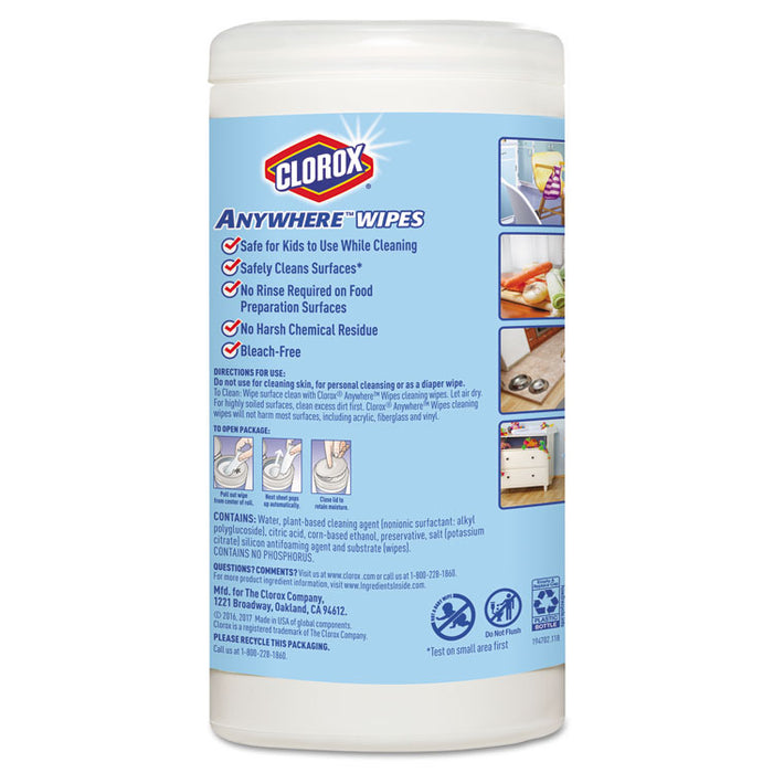 Anywhere Wipes, 7 x 8, Fragrance-Free, 75 Wipes/Canister, 6/Carton