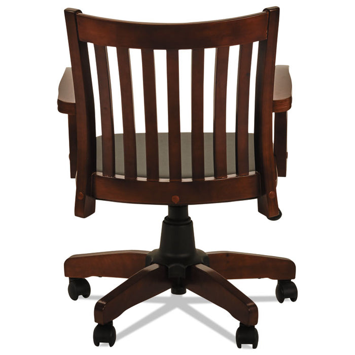 Alera Postal Series Slat-Back Wood/Leather Chair, Supports up to 275 lbs., Cherry Seat/Black Back, Cherry Base