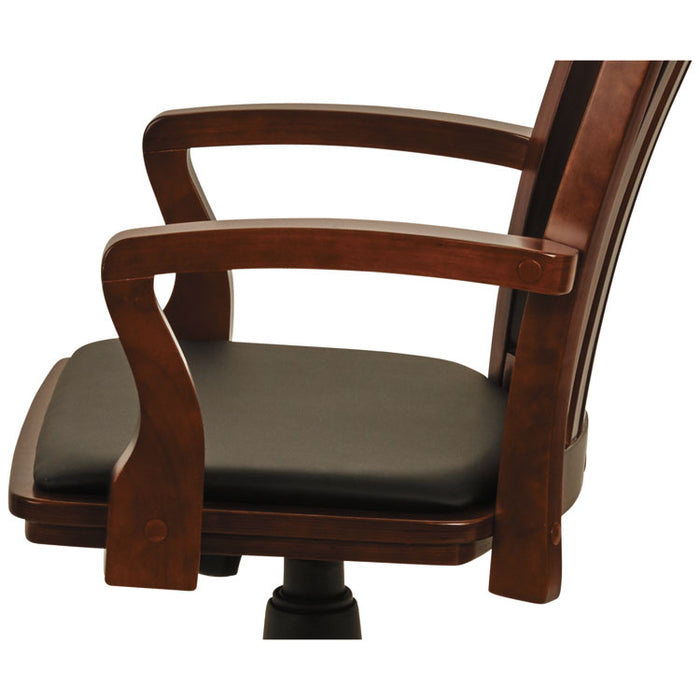 Alera Postal Series Slat-Back Wood/Leather Chair, Supports up to 275 lbs., Cherry Seat/Black Back, Cherry Base