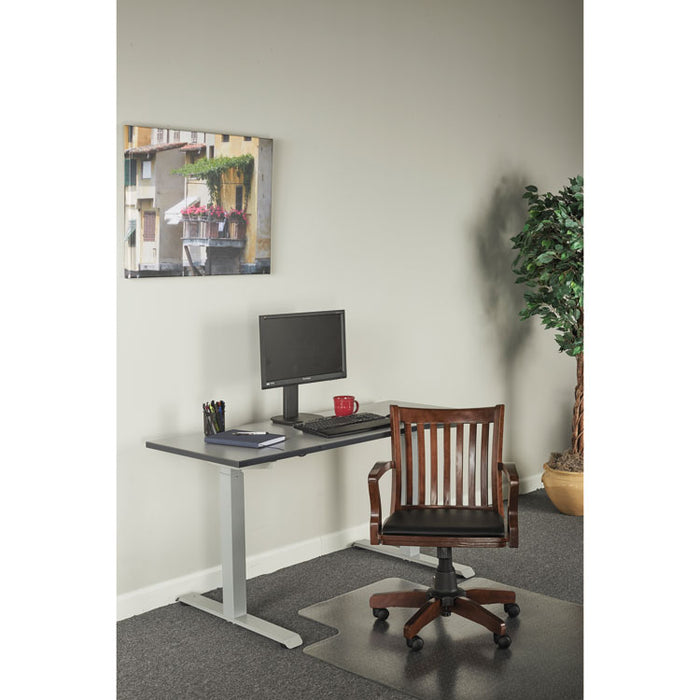 Alera Postal Series Slat-Back Wood/Leather Chair, Supports up to 275 lbs., Cherry Seat/Black Back, Cherry Base