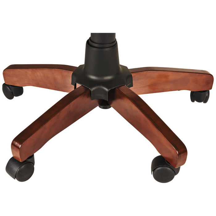 Alera Postal Series Slat-Back Wood/Leather Chair, Supports up to 275 lbs., Cherry Seat/Black Back, Cherry Base