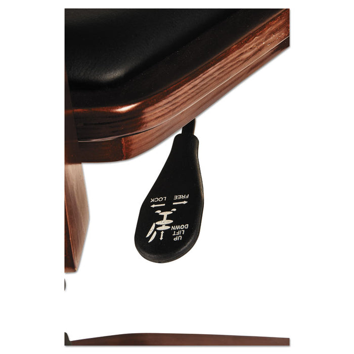 Alera Postal Series Slat-Back Wood/Leather Chair, Supports up to 275 lbs., Cherry Seat/Black Back, Cherry Base