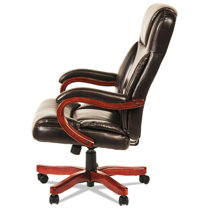 Alera Transitional Series Executive Wood Chair, Supports up to 275 lbs., Chocolate Marble Seat/Back, Walnut Base