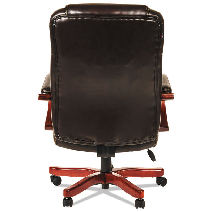Alera Transitional Series Executive Wood Chair, Supports up to 275 lbs., Chocolate Marble Seat/Back, Walnut Base