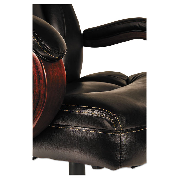 Alera Transitional Series Executive Wood Chair, Supports up to 275 lbs., Chocolate Marble Seat/Back, Walnut Base