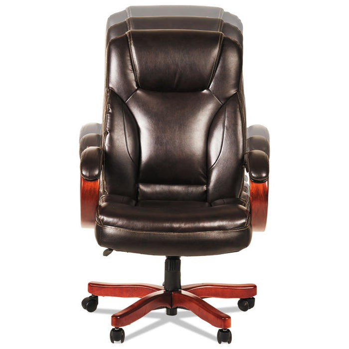 Alera Transitional Series Executive Wood Chair, Supports up to 275 lbs., Chocolate Marble Seat/Back, Walnut Base