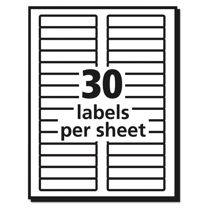Permanent TrueBlock File Folder Labels with Sure Feed Technology, 0.66 x 3.44, White, 30/Sheet, 25 Sheets/Pack