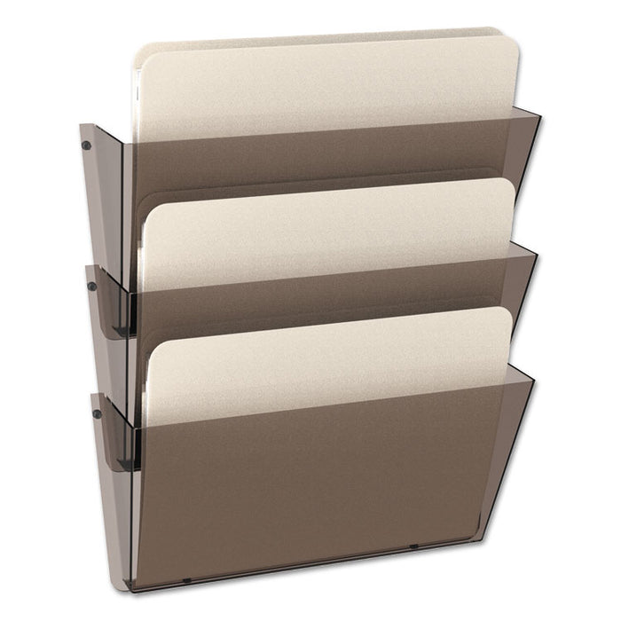 Unbreakable DocuPocket Wall File, 3 Sections, Letter Size, 14.5" x 3" x 6.5", Smoke, 3/Pack