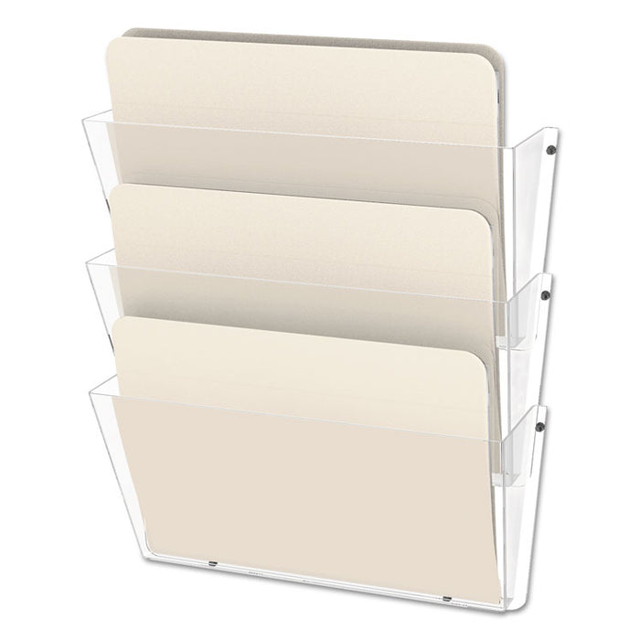 Unbreakable DocuPocket Wall File, 3 Sections, Letter Size, 14.5" x 3" x 6.5", Clear, 3/Pack