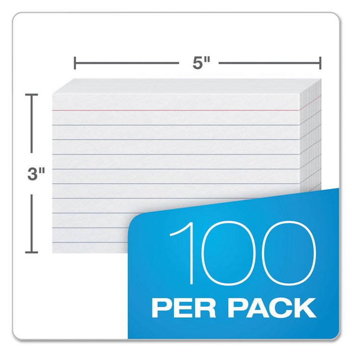 Ruled Index Cards, 3 x 5, White, 100/Pack
